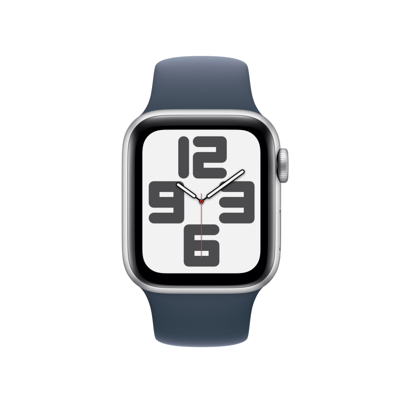 Apple Watch SE 2024, 44 мм, корпус из алюминия цвета «Серебристый», спортивный ремешок, размер S/M