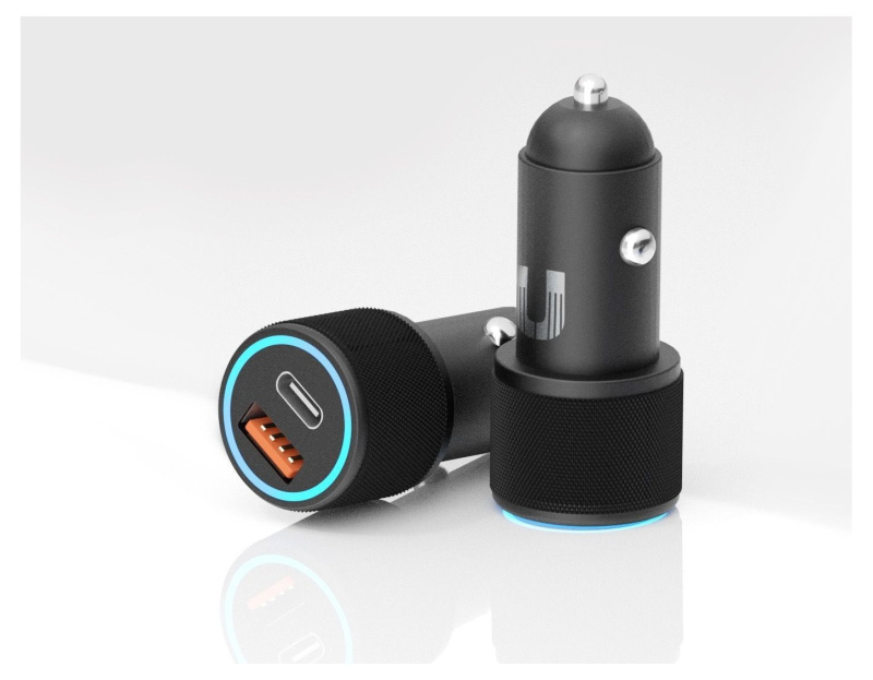 Фото Автомобильное зарядное устройство Uzay 38W USB-C+USB-A, черное