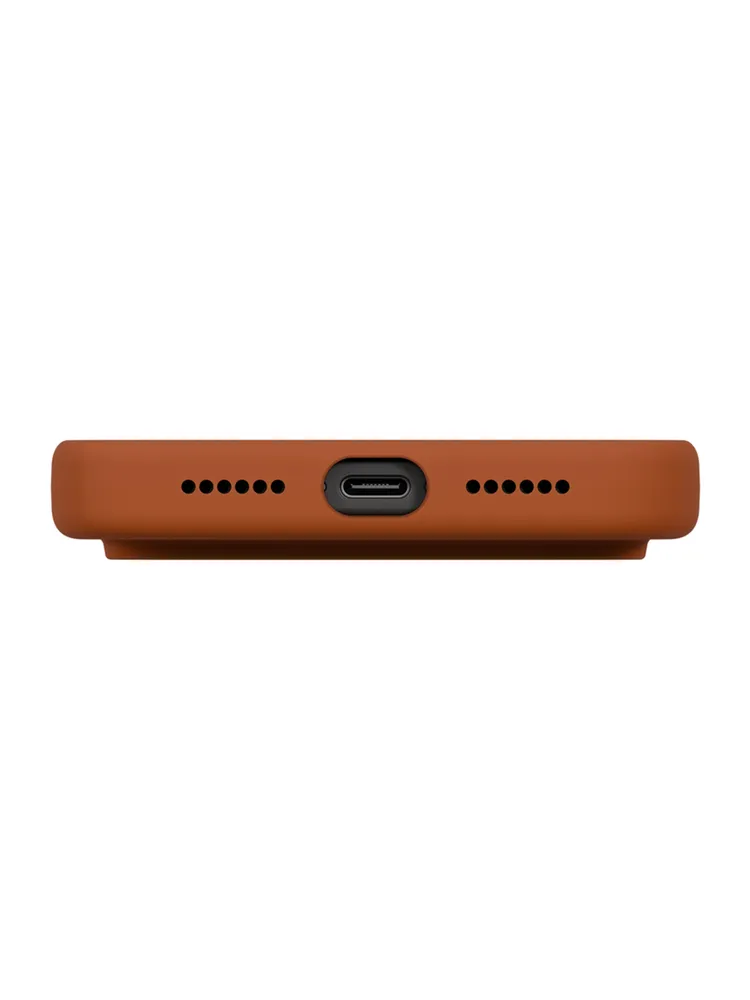 Фото Чехол Uniq Lino MagSafe для iPhone 17 Pro, оранжевый На фото изображено Чехол Uniq Lino MagSafe для iPhone 17 Pro, оранжевый