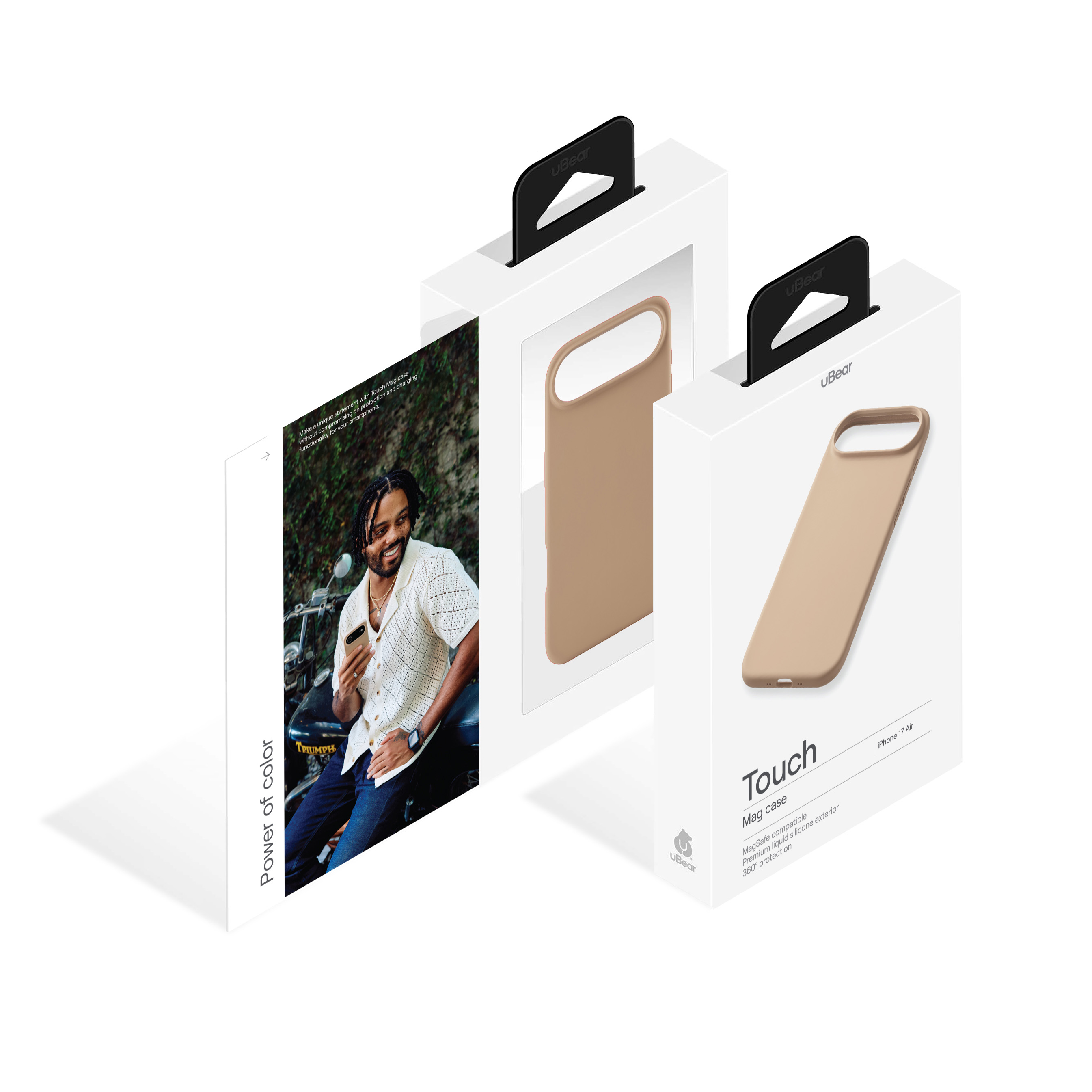 На фото изображено Чехол защитный uBear Touch Mag Case для iPhone 17 Air, MagSafe, латте