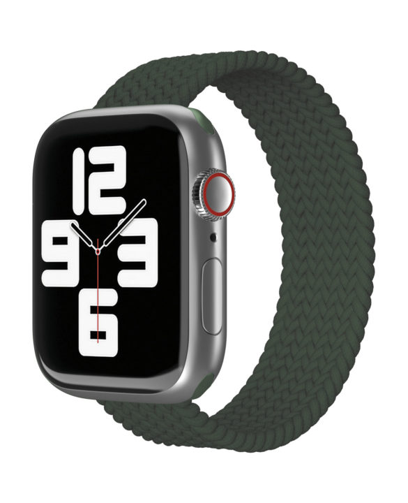 Ремешок нейлоновый плетёный VLP для Apple Watch 38/40/41, L/XL, тёмно-зелёный