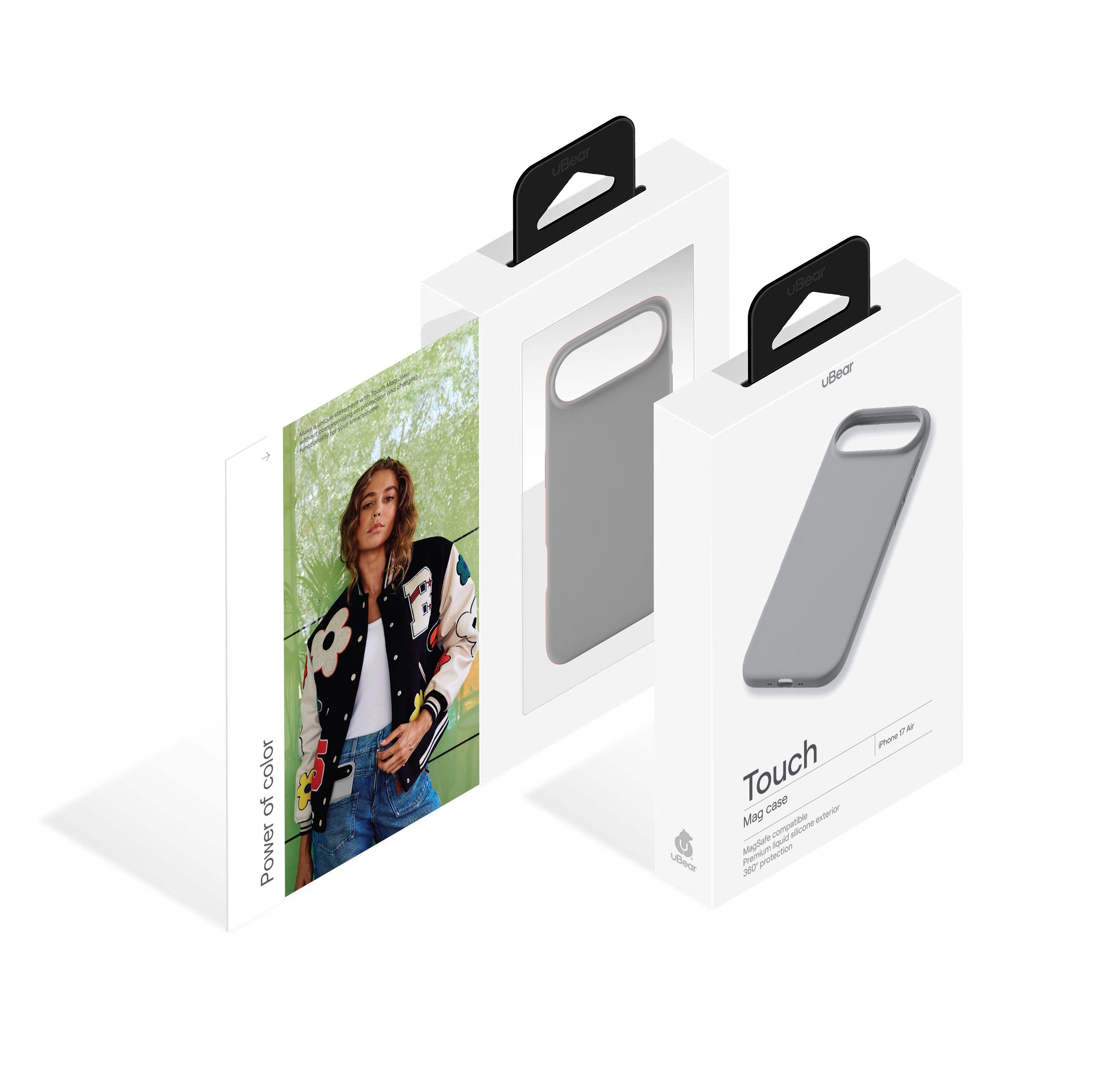 На фото изображено Чехол защитный uBear Touch Mag Case для iPhone 17 Air, MagSafe, светло-серый