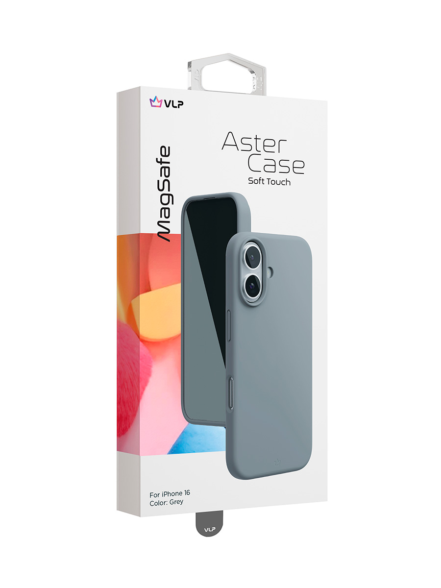 Чехол защитный VLP Aster Case с MagSafe для iPhone 16, серый