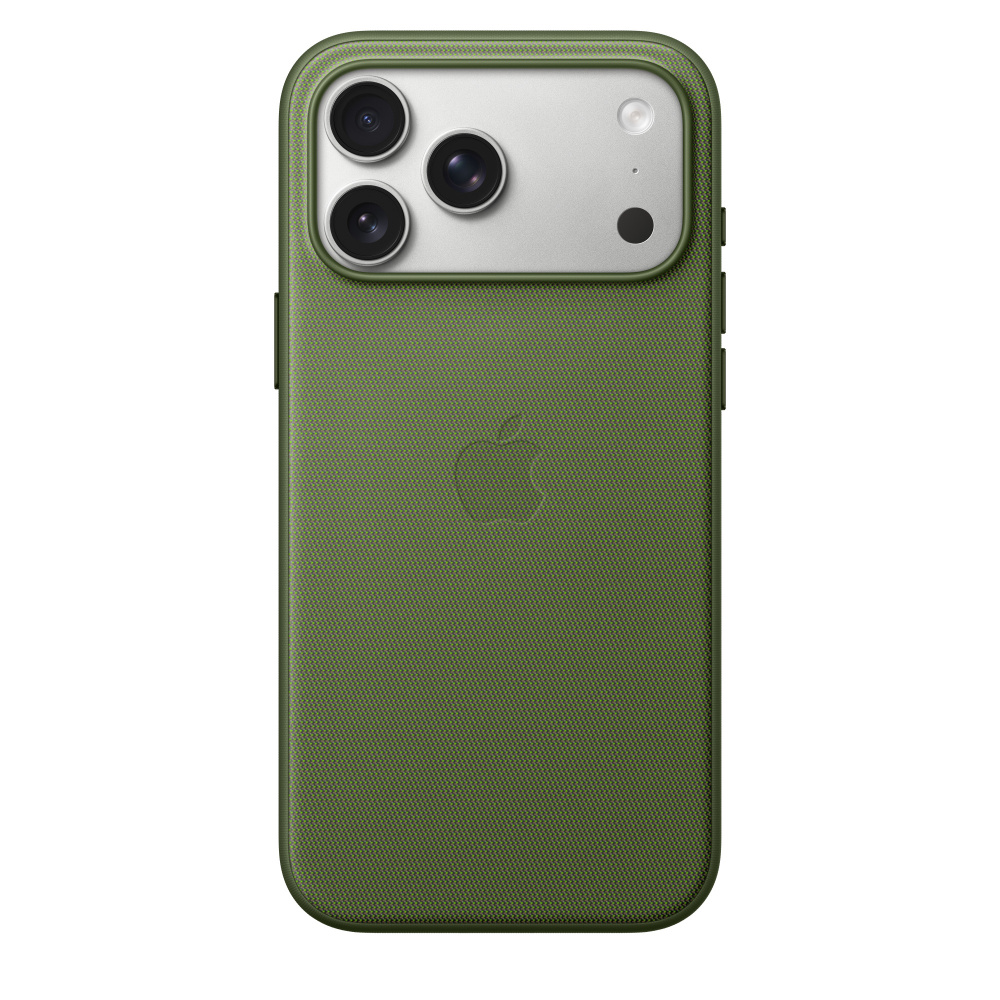 На фото изображено Чехол защитный Apple TechWoven Case with MagSafe для iPhone 17 Pro Max, зелёный