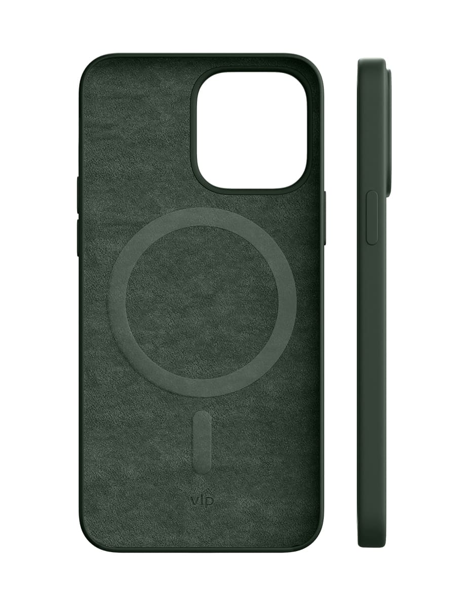 Чехол защитный VLP Silicone case с MagSafe для iPhone 14 Pro, темно-зеленый