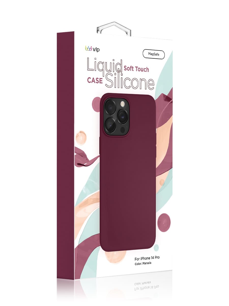 Чехол защитный VLP Silicone case с MagSafe для iPhone 14 Pro, марсала