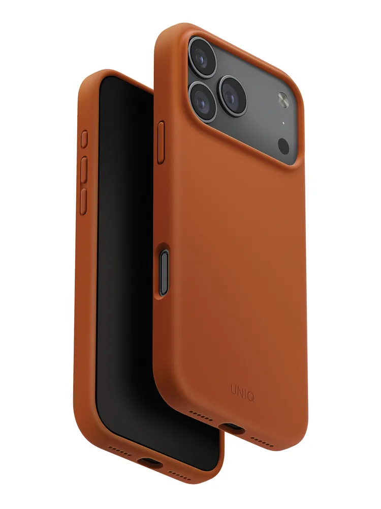 Фото Чехол Uniq Lino MagSafe для iPhone 17 Pro, оранжевый На фото изображено Чехол Uniq Lino MagSafe для iPhone 17 Pro, оранжевый