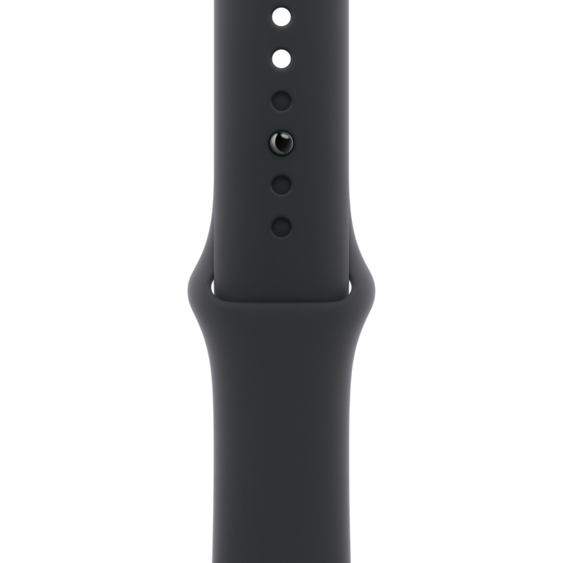 На фото изображено Apple Watch Series 11, 42 мм, корпус из алюминия цвета «Серый космос», спортивный ремешок, размер M/L