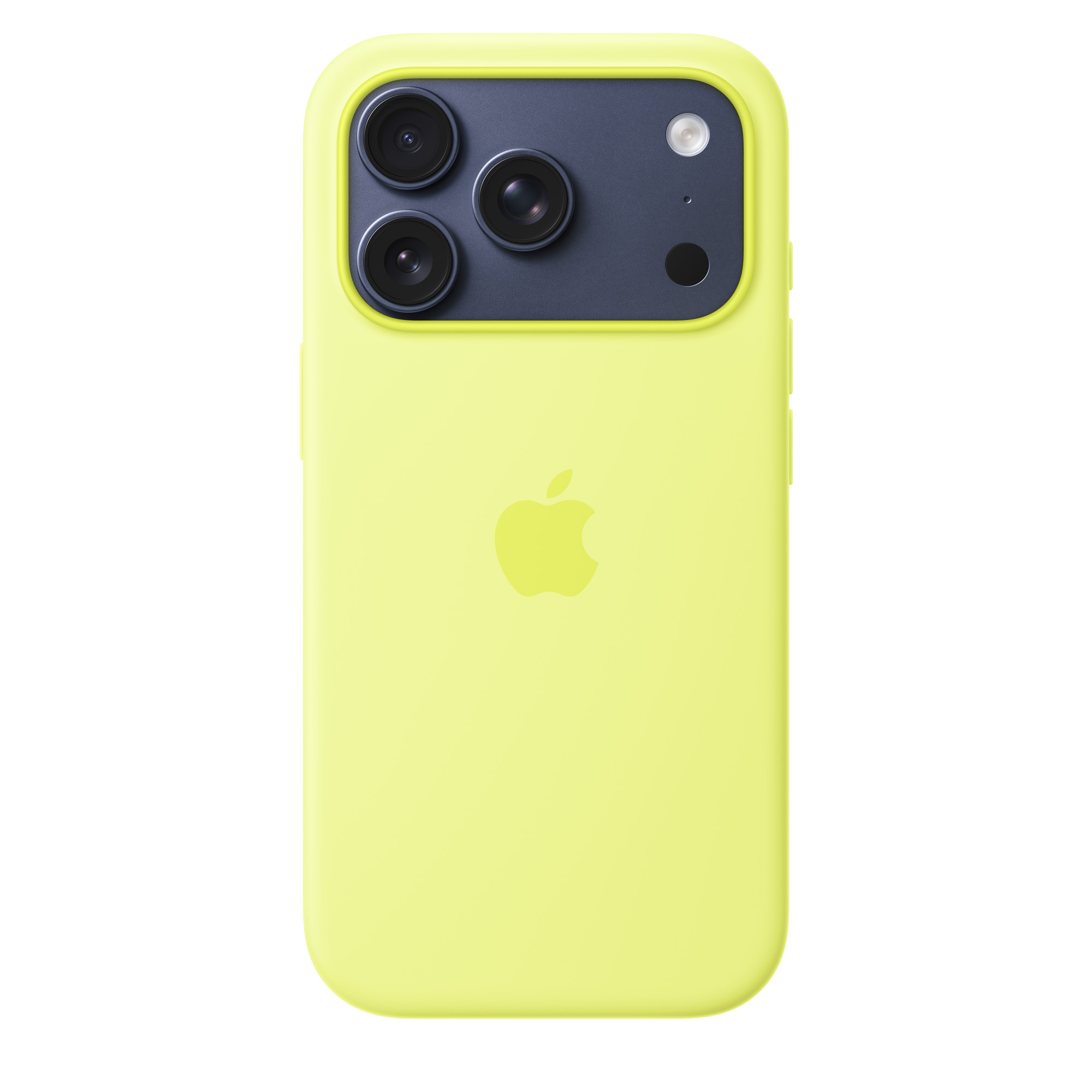 На фото изображено Чехол защитный Apple Silicone Case with MagSafe для iPhone 17 Pro, жёлтый