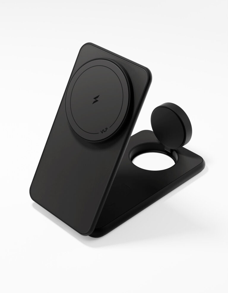 На фото изображено Беспроводное зарядное устройство VLP Alum Power Pro, черный титан