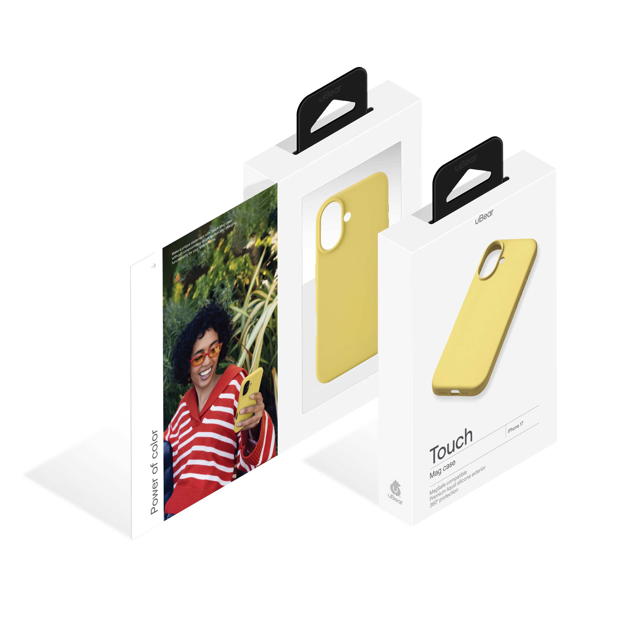 На фото изображено Чехол защитный uBear Touch Mag Case для iPhone 17 MagSafe, светло-жёлтый