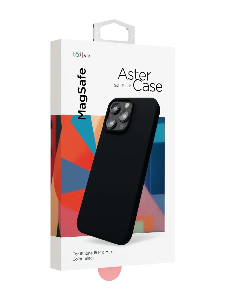 Чехол защитный VLP Aster Case с MagSafe для iPhone 15 Pro Max, черный