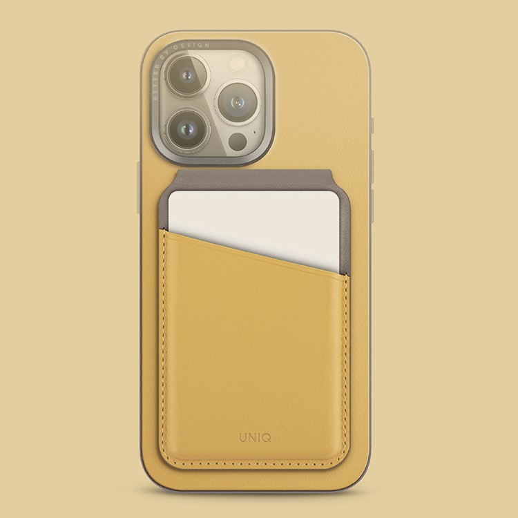 На фото изображено Картхолдер Uniq Lyden DS, Canary Yellow/Flint Grey