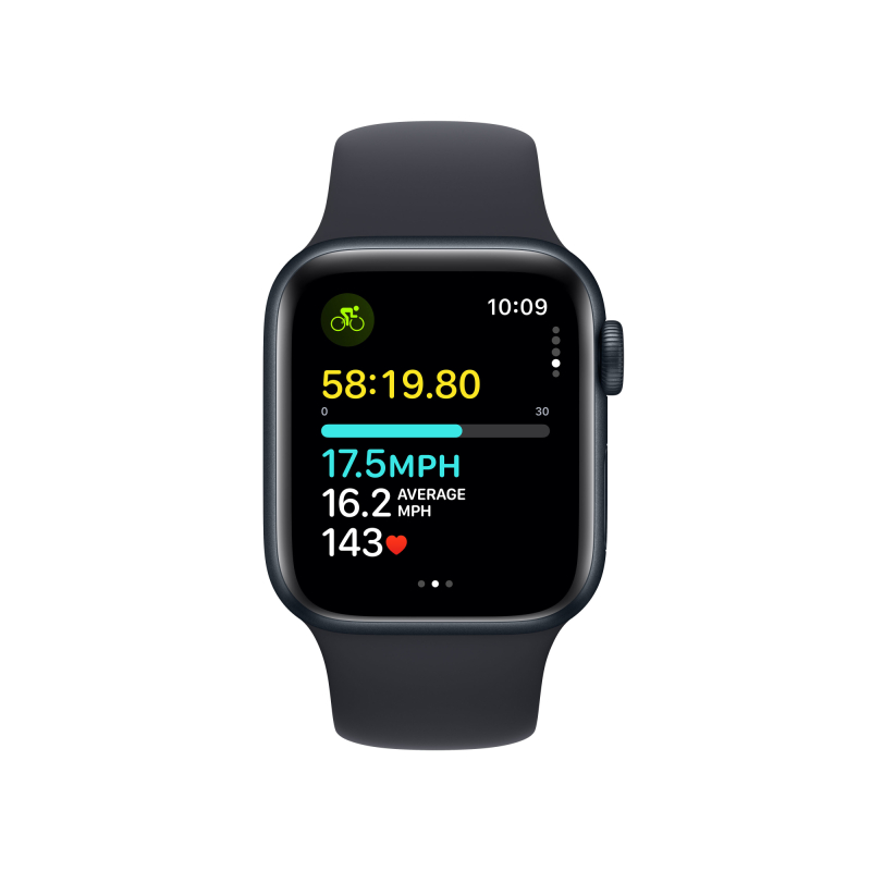 Apple Watch SE 2024, 44 мм, корпус из алюминия цвета «Тёмная ночь», спортивный ремешок, размер M/L
