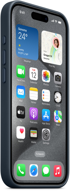 Чехол Apple MagSafe FineWoven для iPhone 15 Pro, «Тихоокеанский синий»