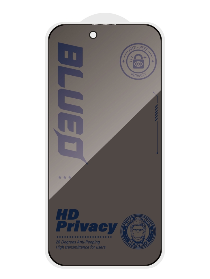 На фото изображено Защитное стекло BlueO для iPhone 17 Pro Max/16 Pro Max, антишпион