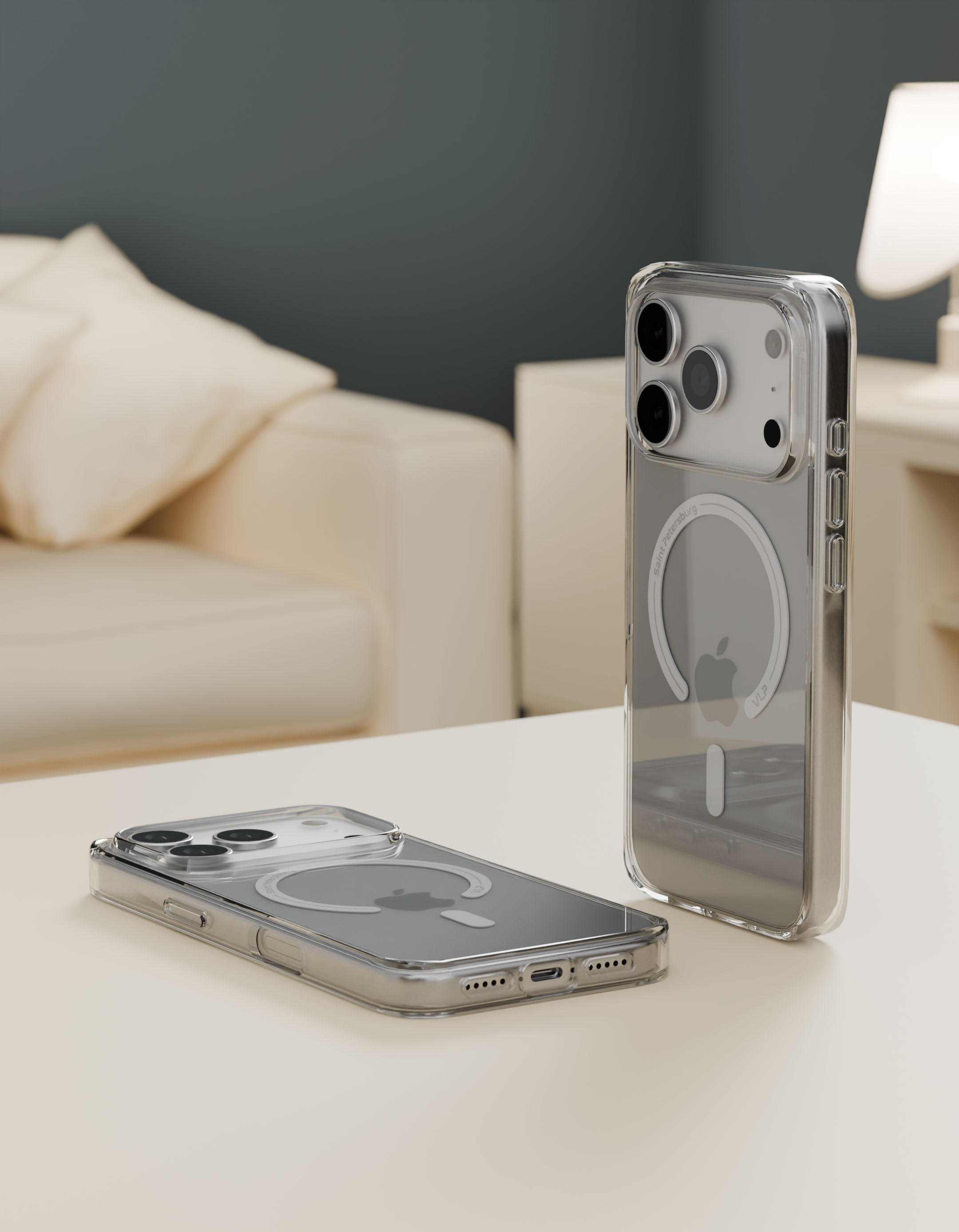 На фото изображено Чехол защитный VLP Diamond Case для iPhone 17 Pro, прозрачный