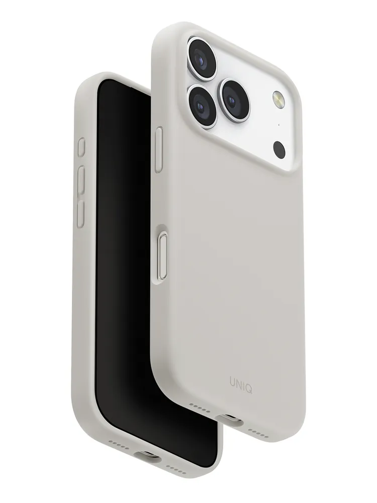 Фото Чехол Uniq Lino MagSafe для iPhone 17 Pro Max, серый На фото изображено Чехол Uniq Lino MagSafe для iPhone 17 Pro Max, серый